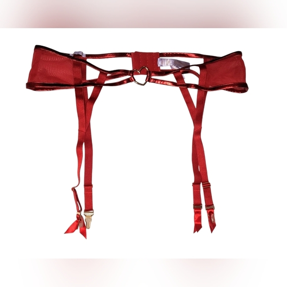 Savage X Fenty by Rihanna Sexy Women's Plus Red Garter Belt with Heart Accent 3X - Picture 1 of 9